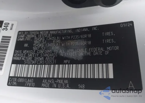 2024 Toyota Sienna Limited from USA, damaged, VIN 5TDZSKFC3RS120531